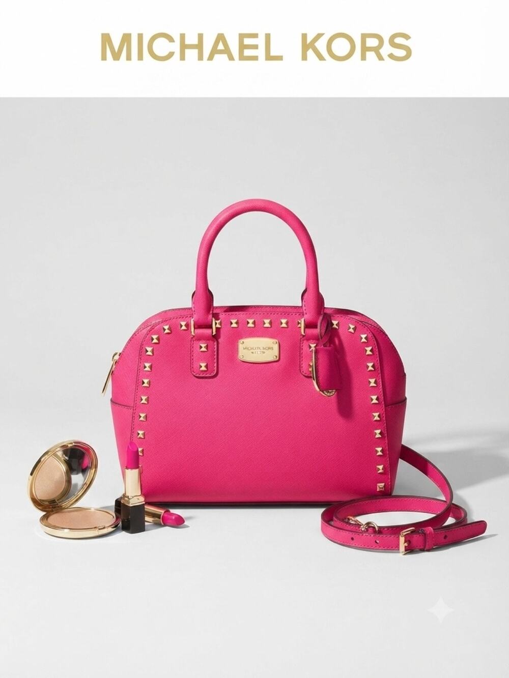 Michael Kors Hot Pink Studded Satchel
